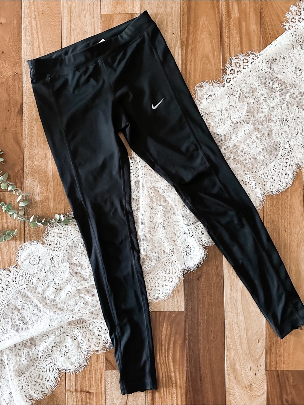 Nike Black Leggings with White Swoosh
